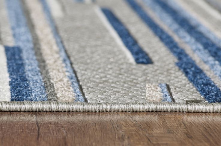 HomeRoots 3' x 5' Blue Abstract Striped Indoor Outdoor Area Rug