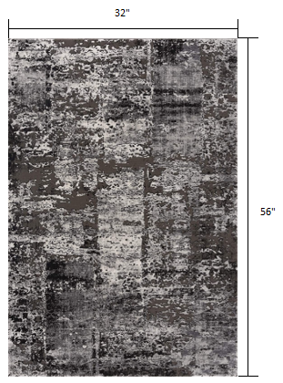 HomeRoots 3' x 5' Gray Modern Abstract Area Rug