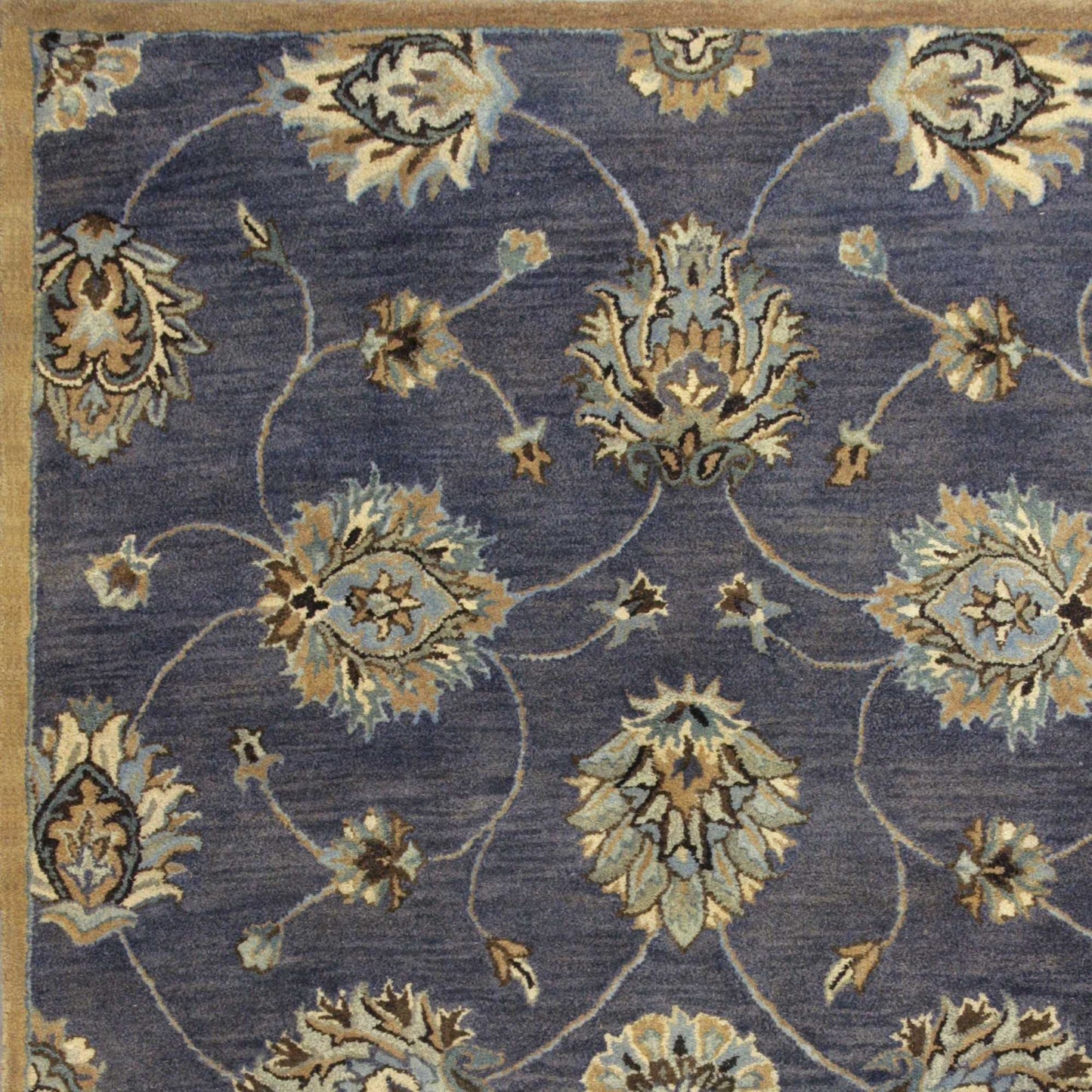 HomeRoots 3' x 5' Midnight Floral Vines Wool Area Rug