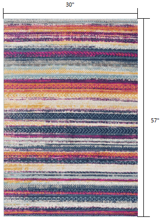 HomeRoots 3' x 5' Multicolor Irregular Striped Area Rug