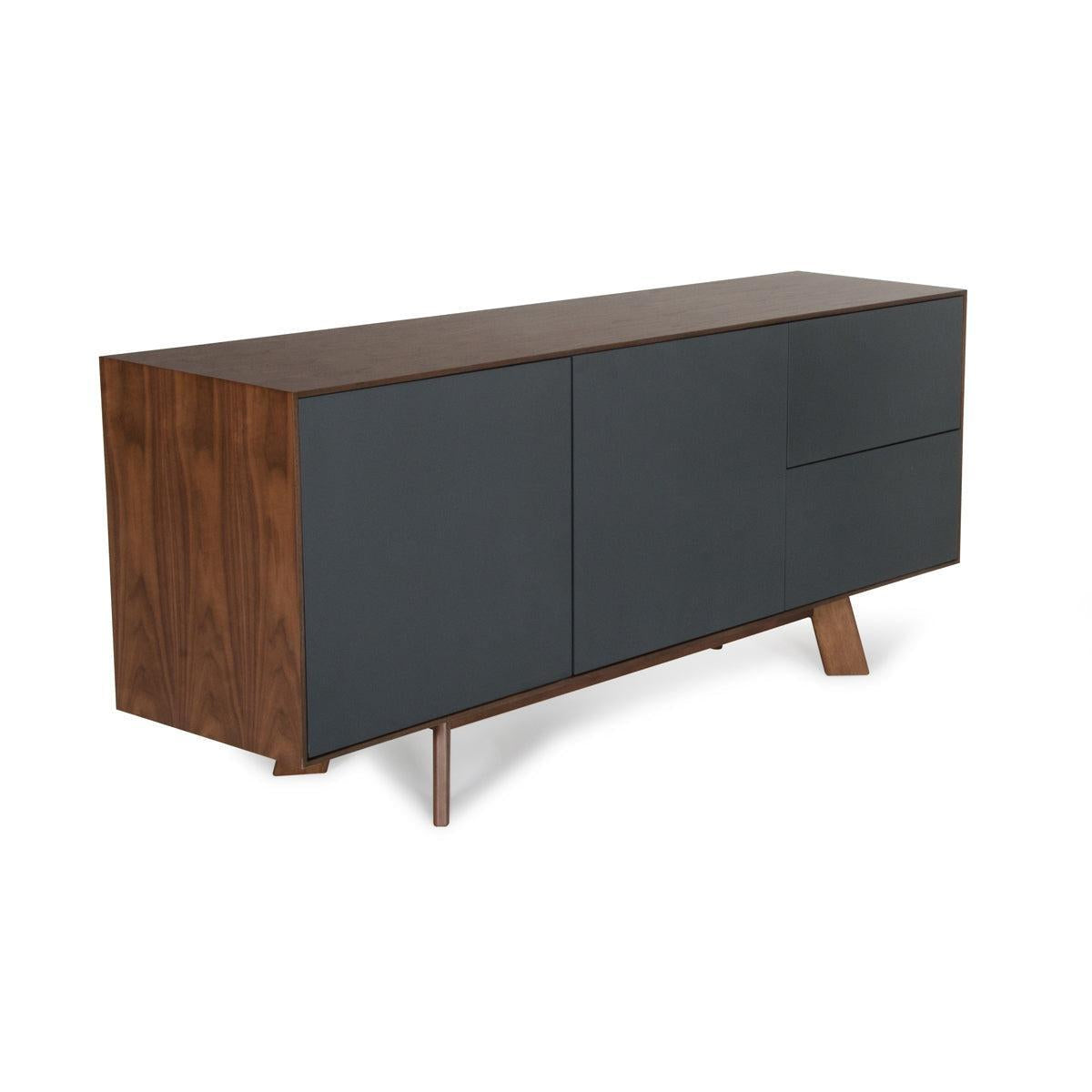 HomeRoots 30" Charcoal Grey And Walnut Veneer MDF And Metal Buffet