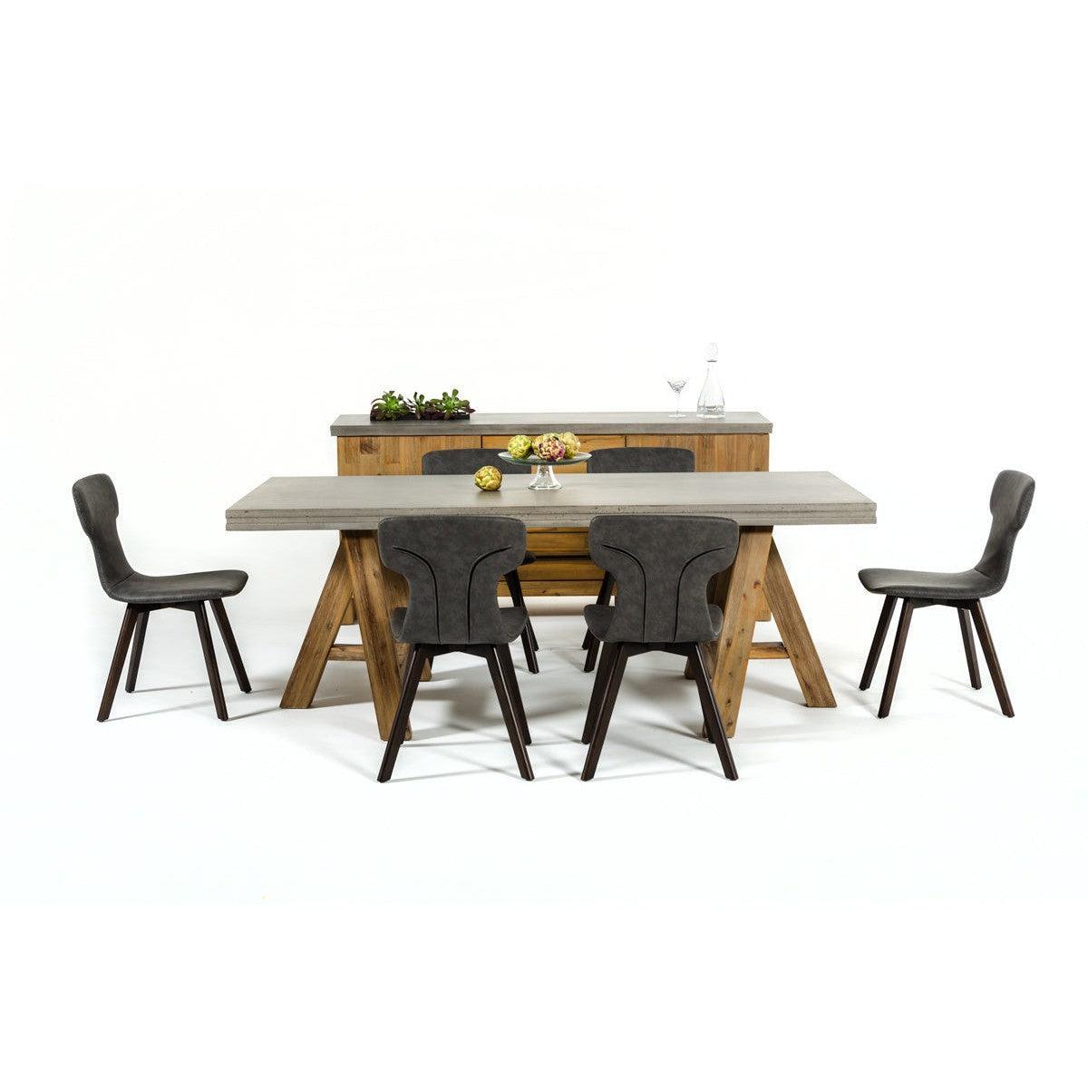 HomeRoots 30" Concrete And Solid Acacia Wood Dining Table