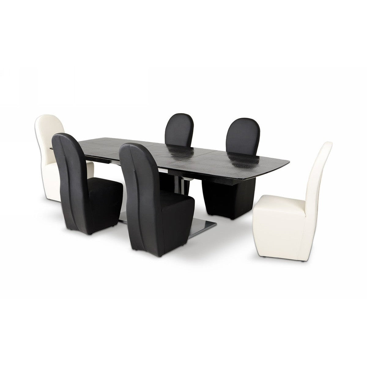 HomeRoots 30" Crocodile MDF Hardwood And Metal Dining Table In Black