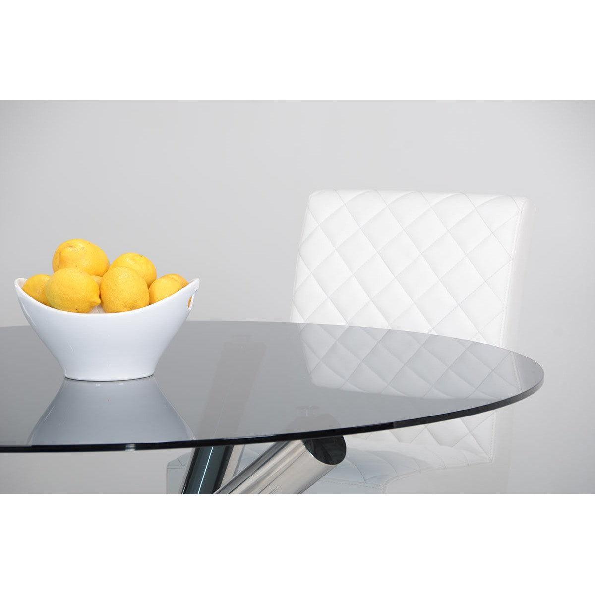 HomeRoots 30" Glass And Steel Round Dining Table