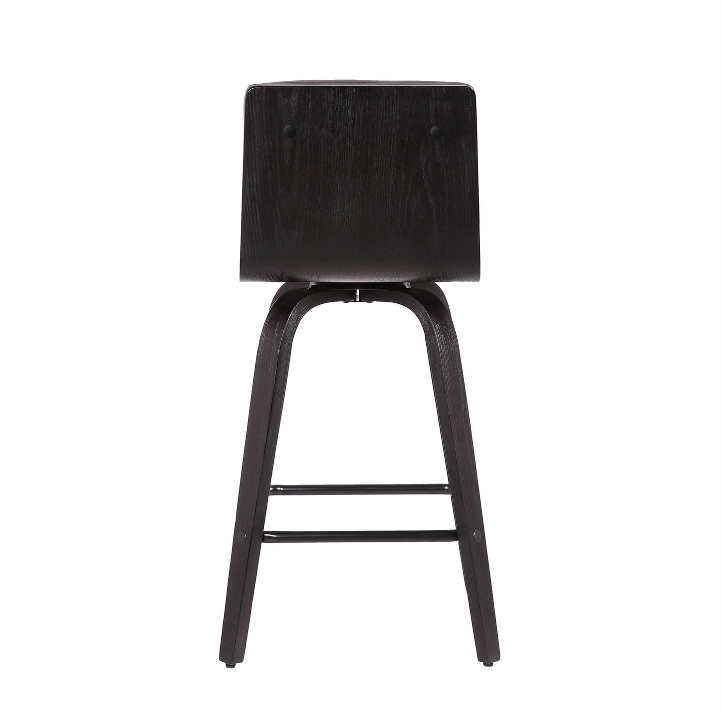 HomeRoots 30" Gray Faux Leather Black Wooden Swivel Bar Stool