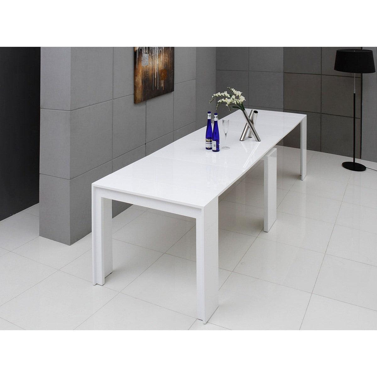 HomeRoots 30" MDF Extendable Dining Table In White