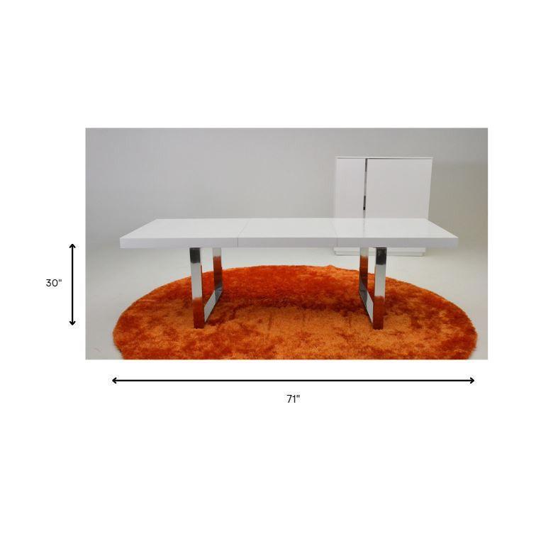 HomeRoots 30" MDF Extendable Dining Table With Stainless Steel Legs In White