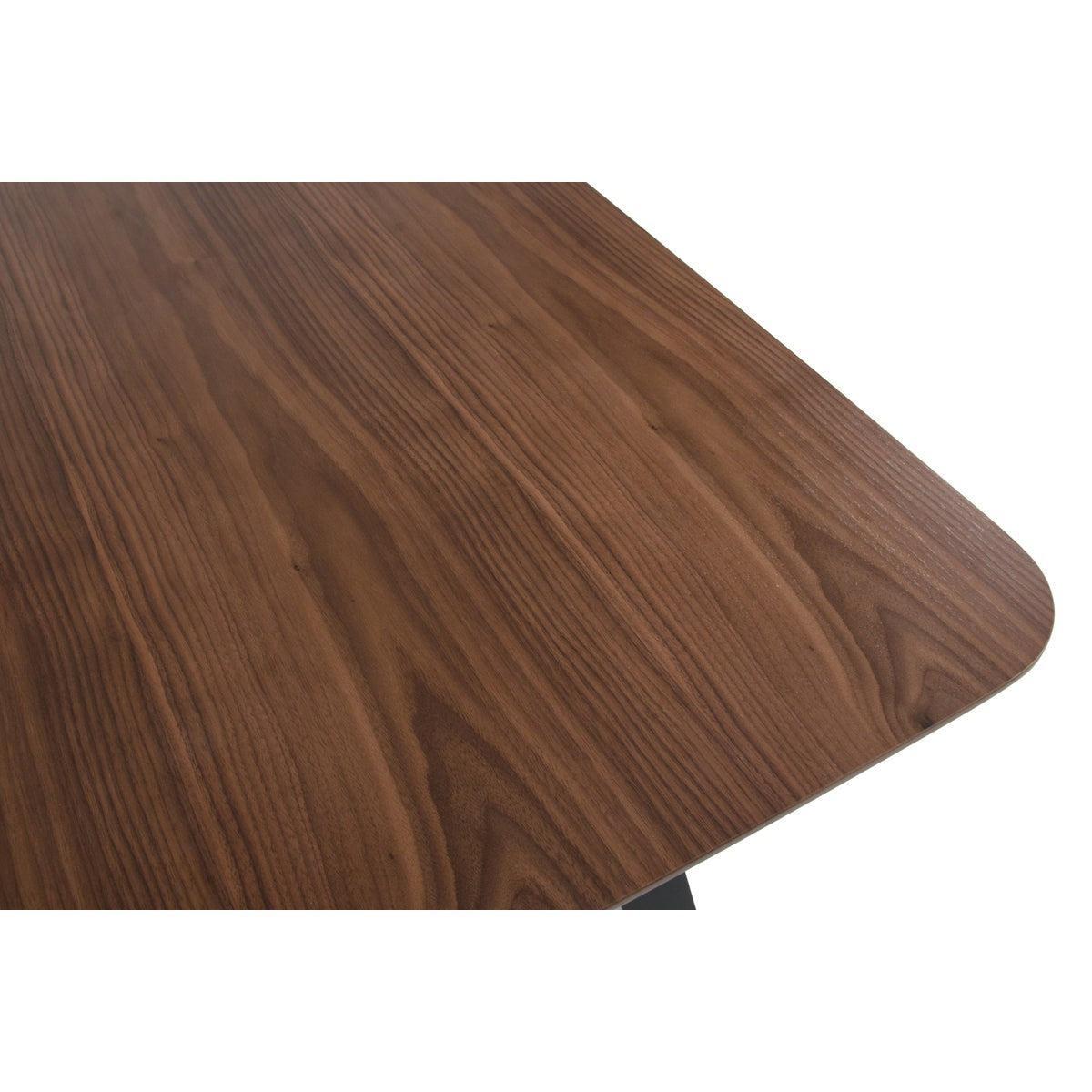 HomeRoots 30" Walnut And Black Wood And Veneer Dining Table
