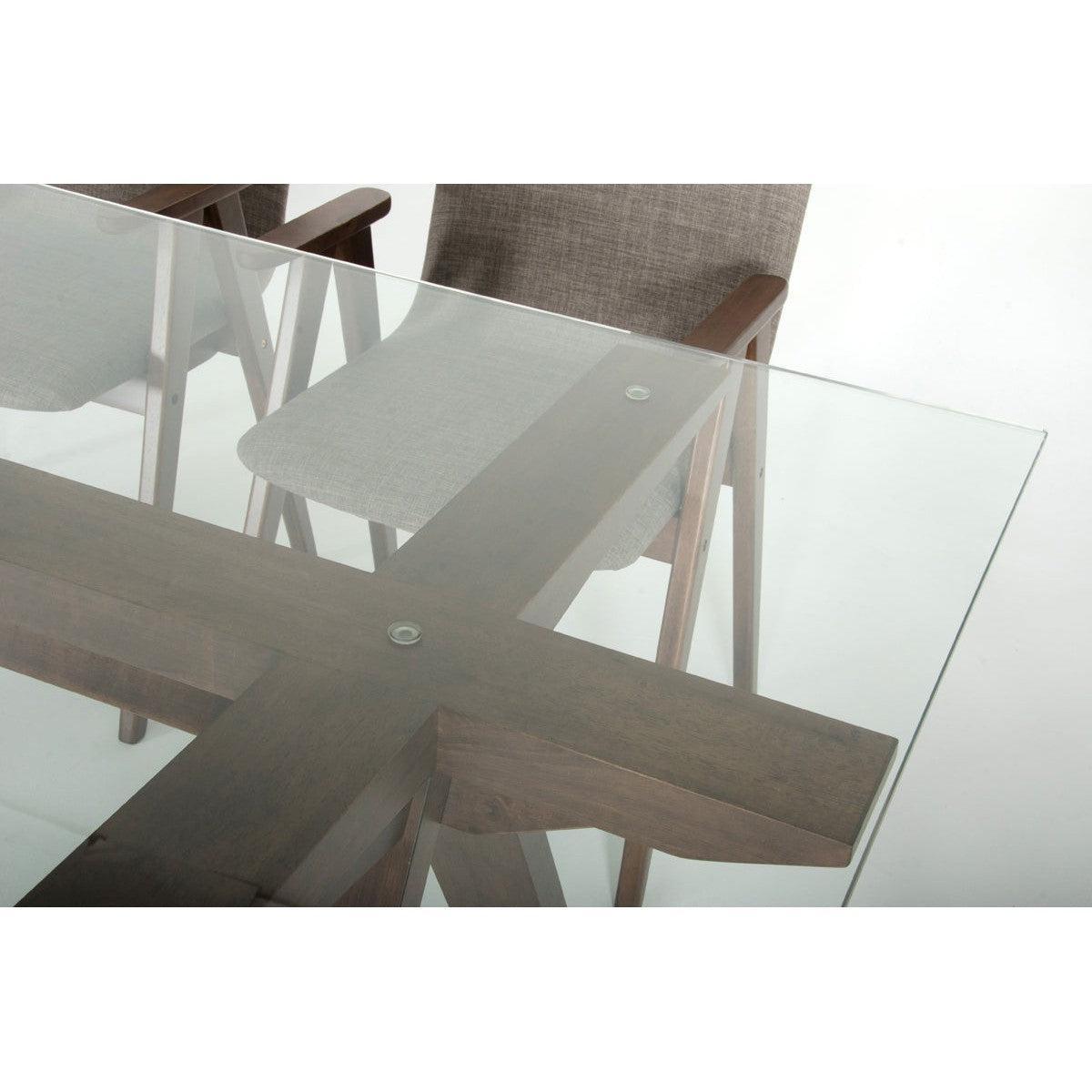 HomeRoots 30" Walnut Wood Veneer Mdf And Glass Dining Set