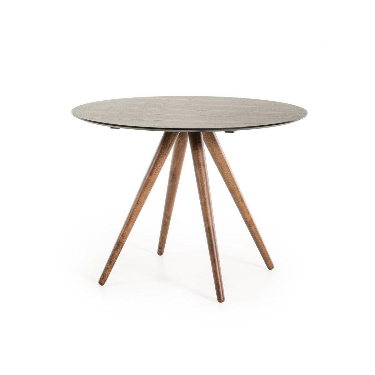 HomeRoots 30" Wood And Veneer Dining Table In Black And Walnut