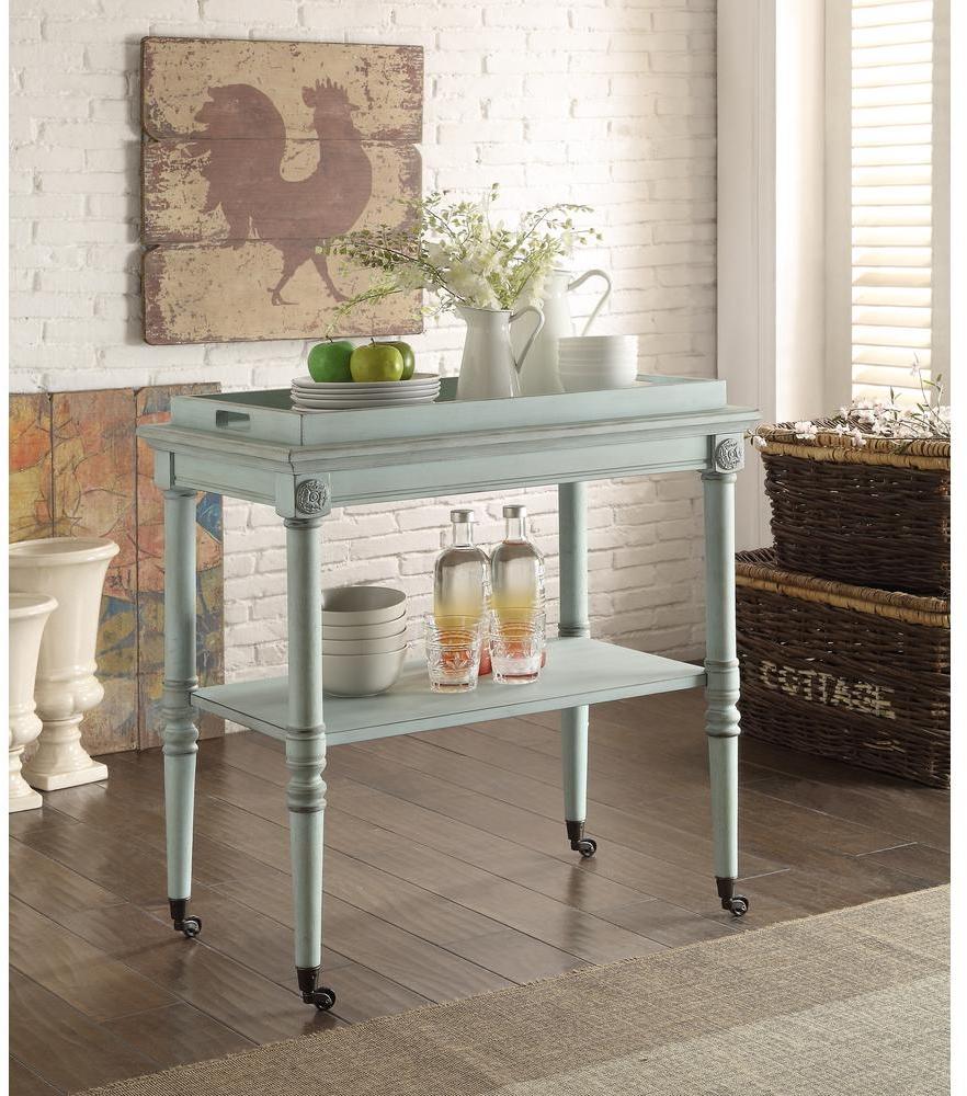 HomeRoots 30" x 18" x 32" MDF Tray Table in Antique Green Finish