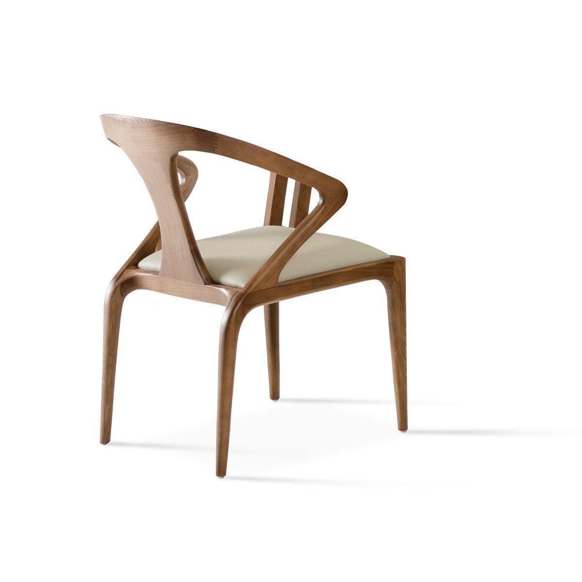 HomeRoots 31" Leatherette And Wood Dining Chair In White And Walnut