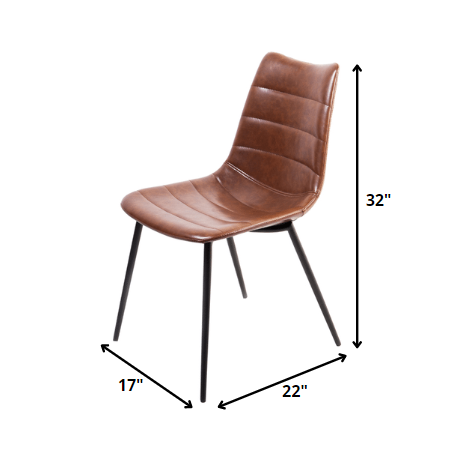 HomeRoots 32" Brown Leatherette And Iron Dining Chairs, Set of 2