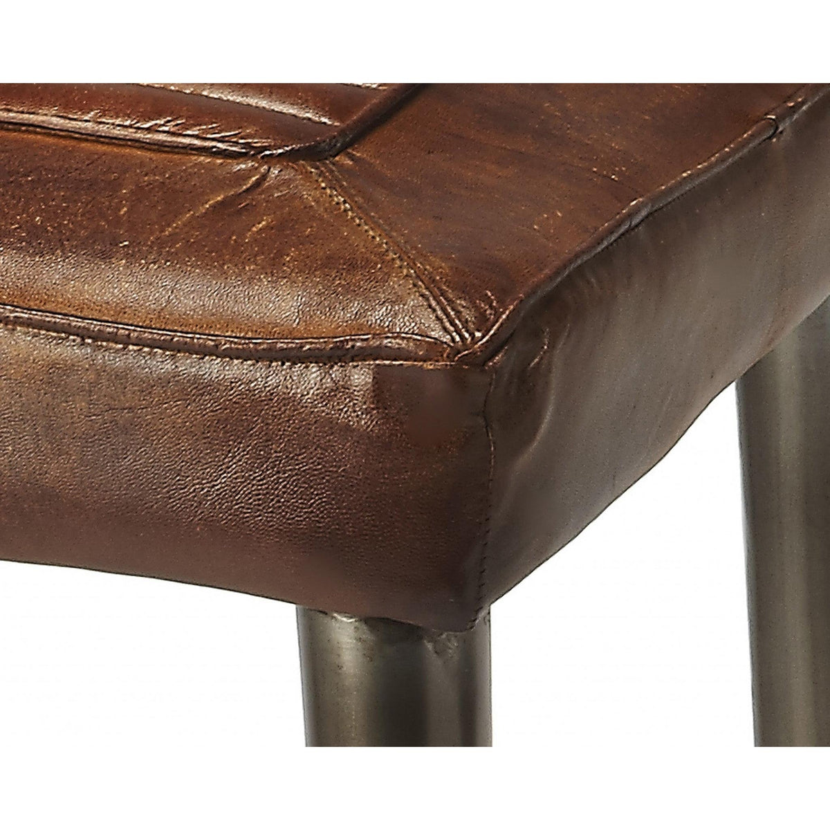 HomeRoots 32" Iron Backless Counter Height Bar Chair With Footrest in Brown and Gray Finish