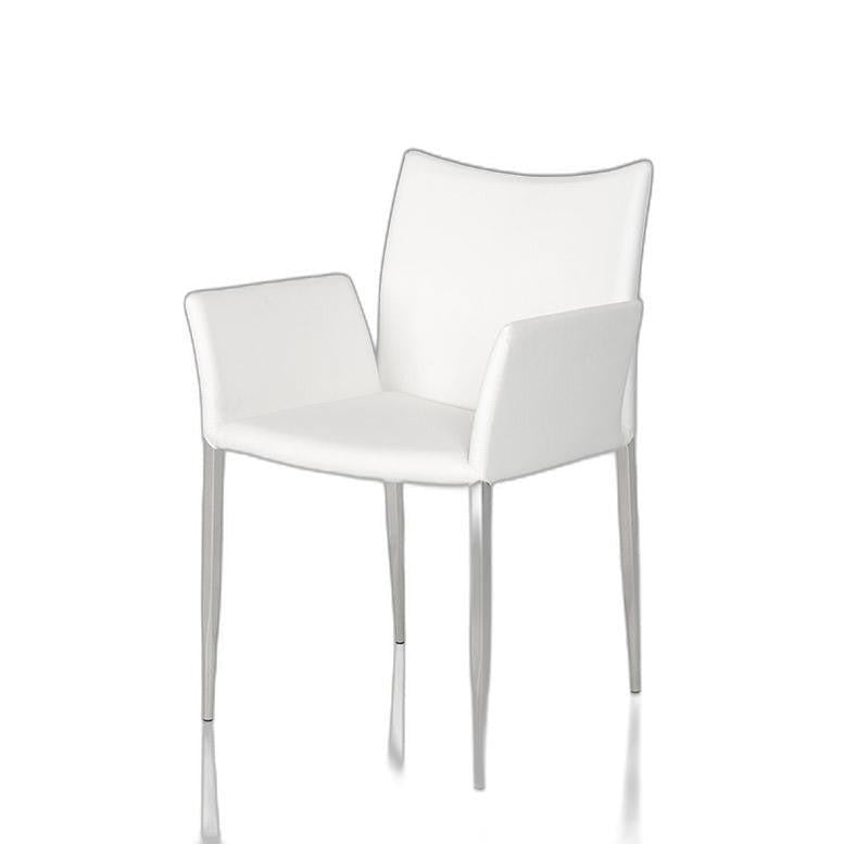 HomeRoots 33" Leatherette And Steel Dining Chair In White Finish