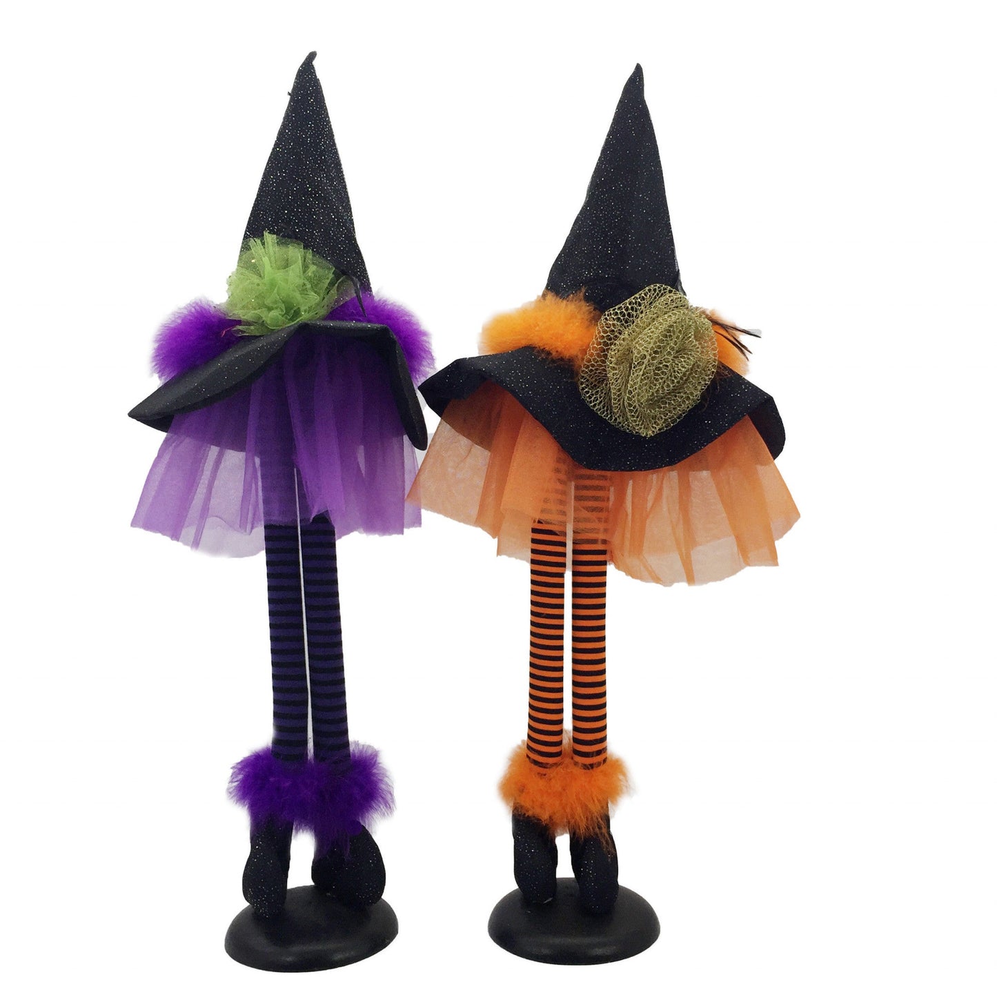 HomeRoots 33" Set of Two Purple and Orange Tall Standing Witch Hat Sculptures
