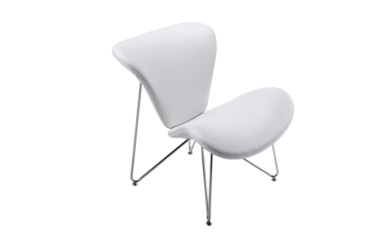 HomeRoots 34" Fabric Polyester and Metal Accent Chair in White Finish