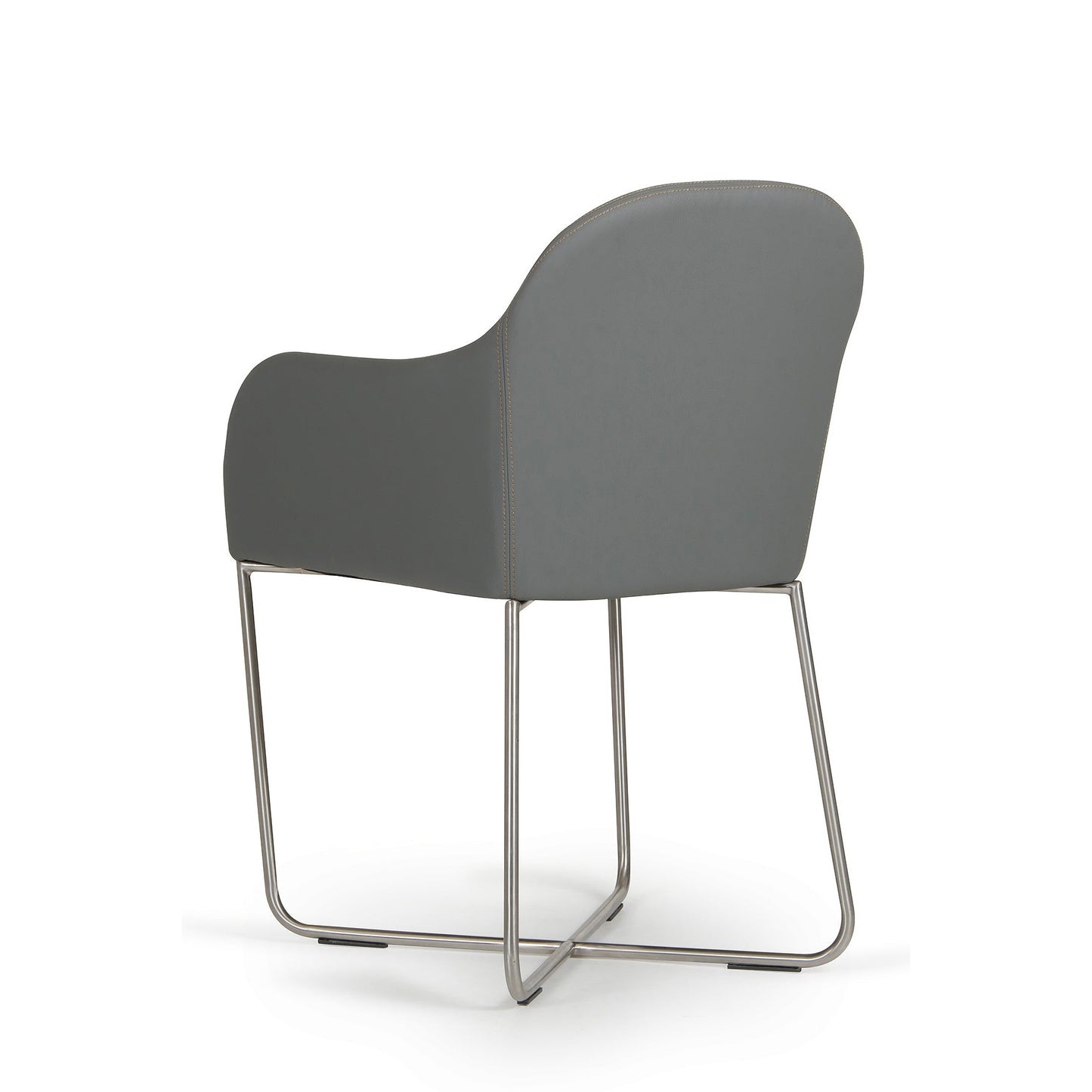 HomeRoots 34" Leatherette And Steel Dining Chair In Grey
