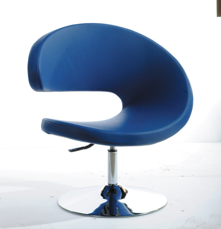 HomeRoots 34" Leatherette Lounge Chair in Blue Finish