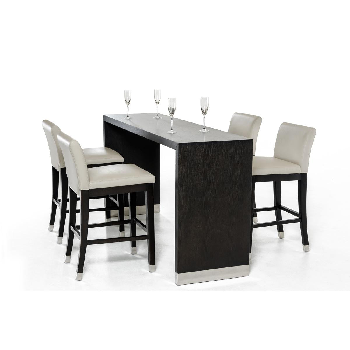 HomeRoots 35' Wenge Veneer and Stainless Steel Bar Table