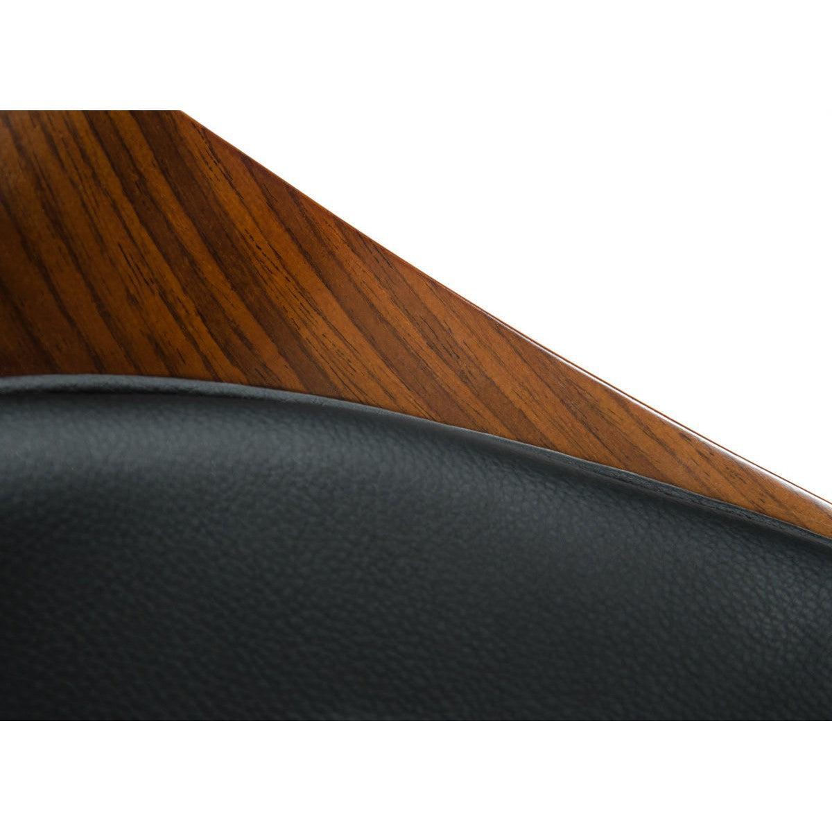 HomeRoots 36" Black Leatherette Veneer And Steel Bar Stool