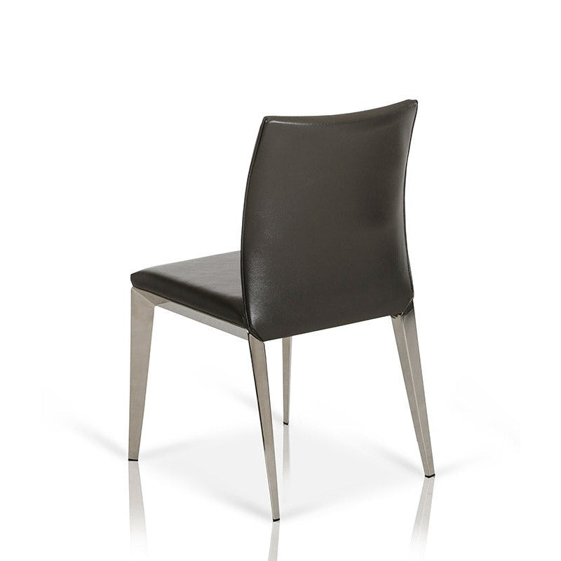 HomeRoots 36" Dark Grey Leatherette And Metal Dining Chair In Set Of Two