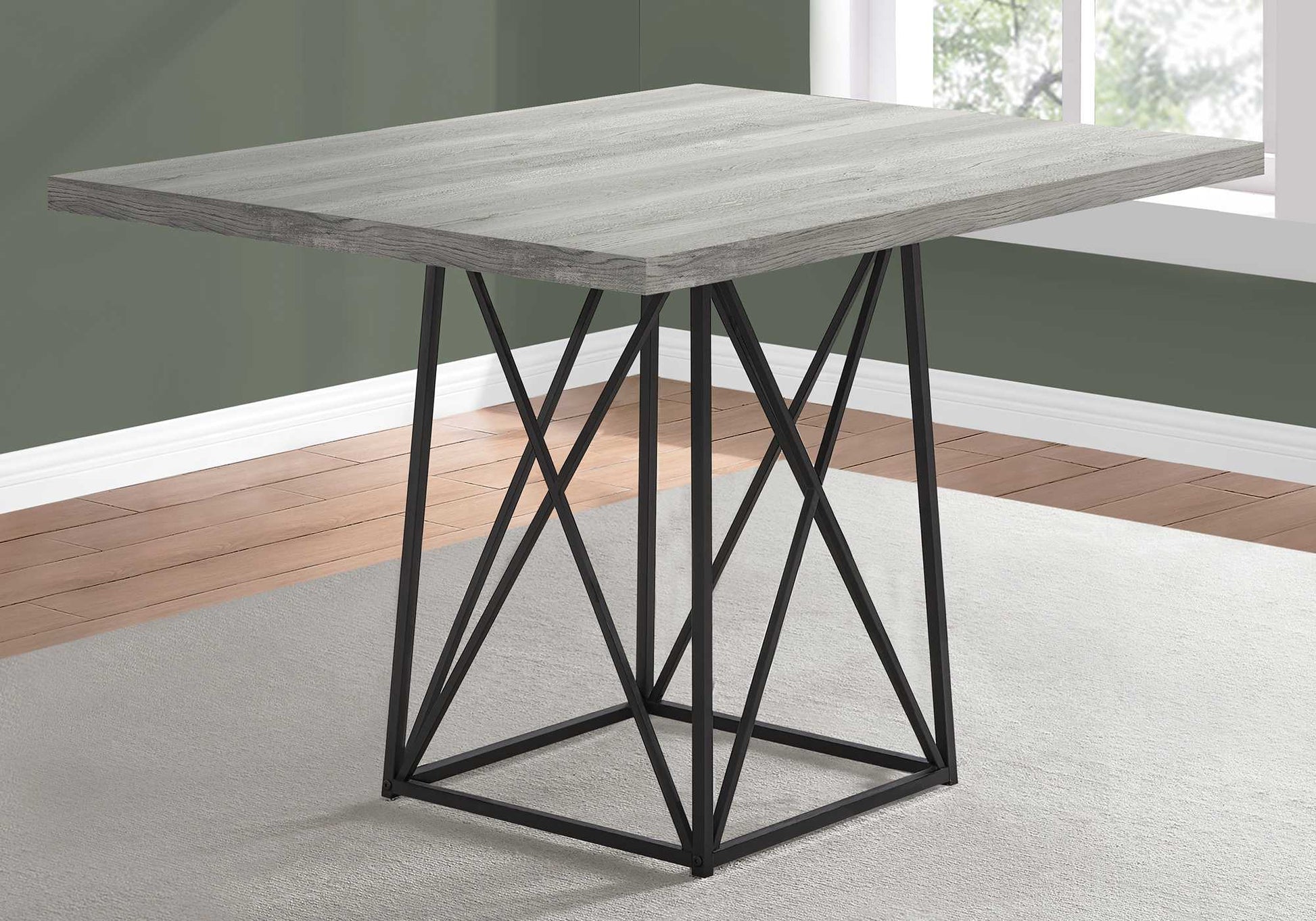 HomeRoots 36" x 48" 31" Greywithblack Reclaimed Wood Particle Board And Metal Dining Table