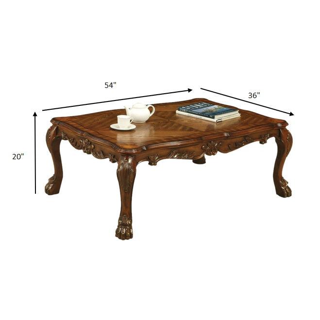 HomeRoots 36' x 54' x 20' Cherry Oak Wood Poly Resin Coffee Table