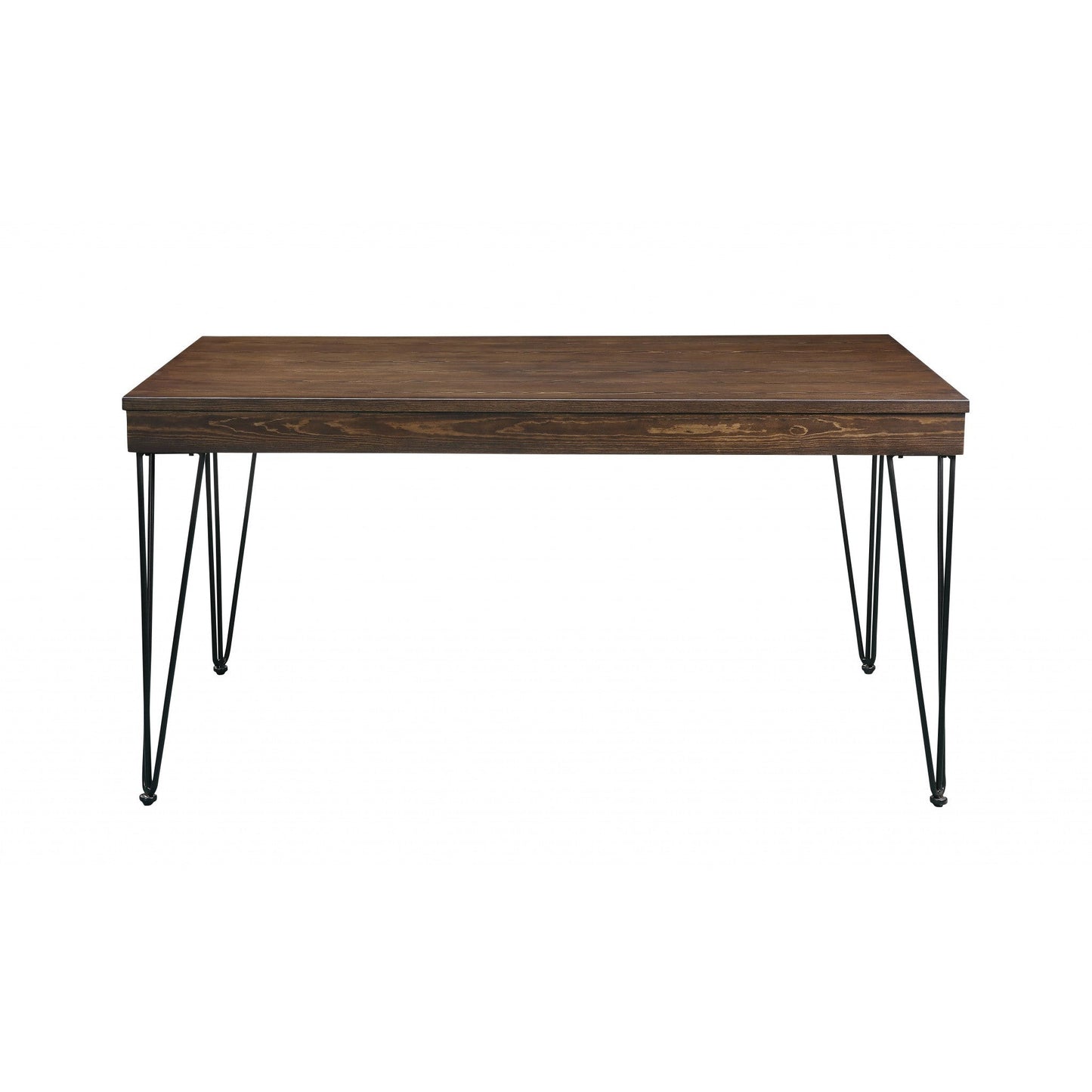 HomeRoots 36" x 60" x 30" Metal Wood Dining Table With Walnut and Black Finish