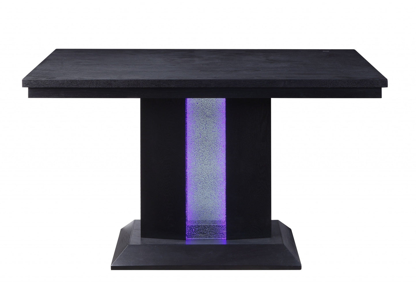 HomeRoots 36" x 60" x 36" LED Counter Height Table in Black Wood Finish