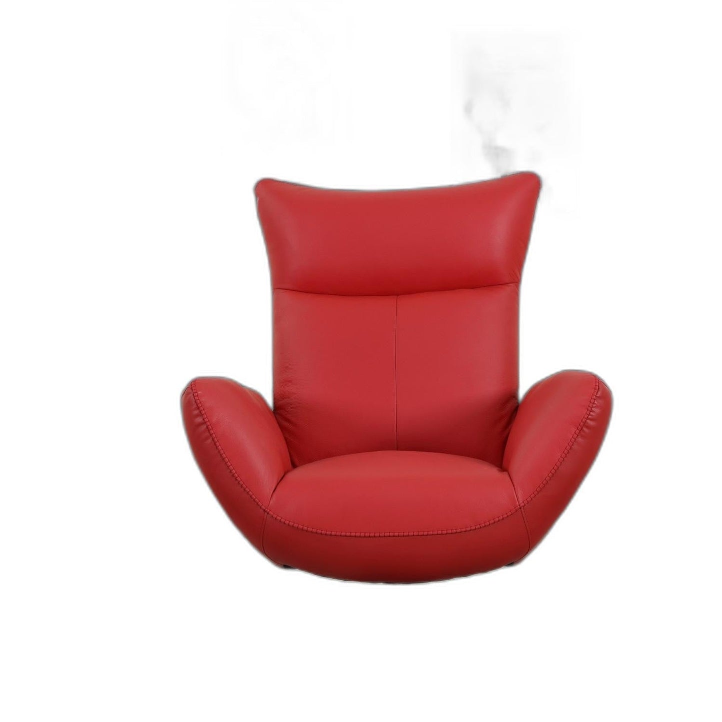 HomeRoots 37" Red Genuine Leather Swivel Lounge Chair With Silver Base Finish