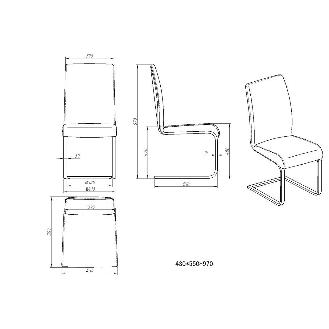 HomeRoots 38" Black Leatherette And Metal Dining Chairs, Set of 2