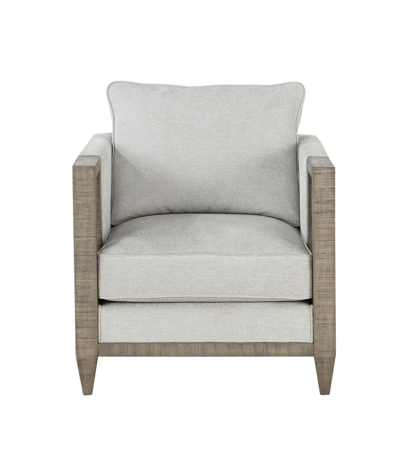 HomeRoots 38" x 33" x 35" Fabric Salvaged Natural Upholstery Wood Leg Chair