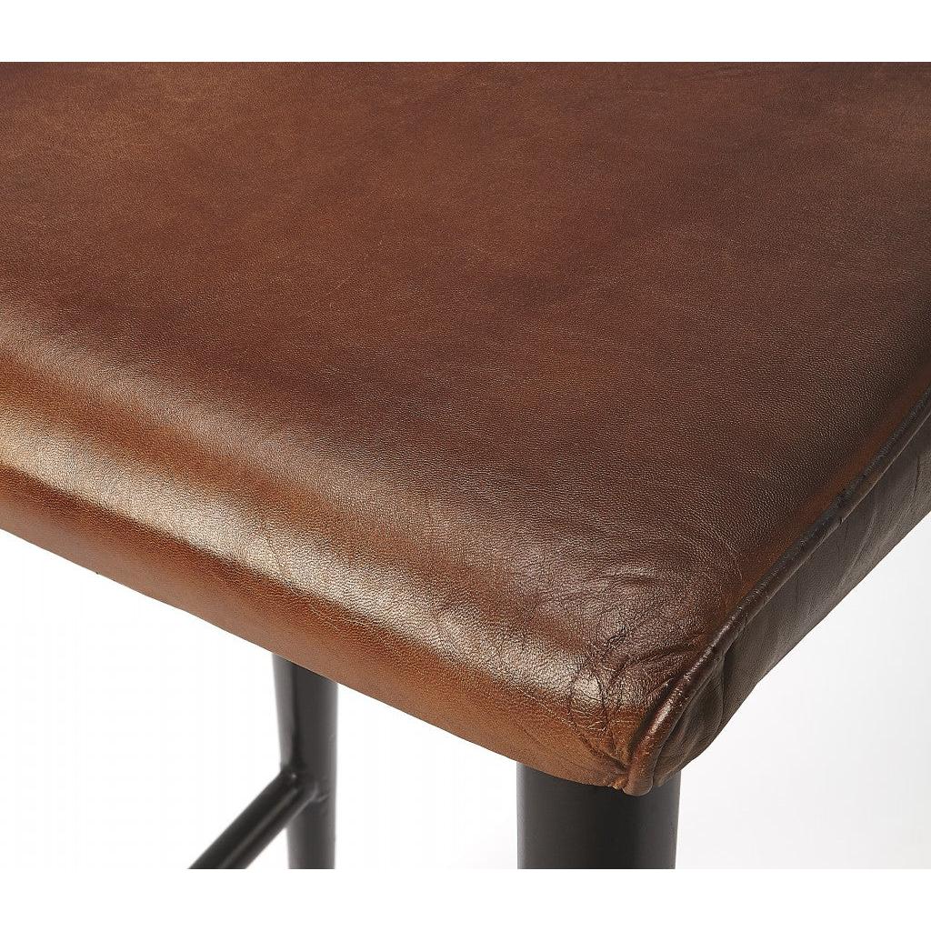 HomeRoots 39" Bar Chair With Footrest in Brown and Black Finish