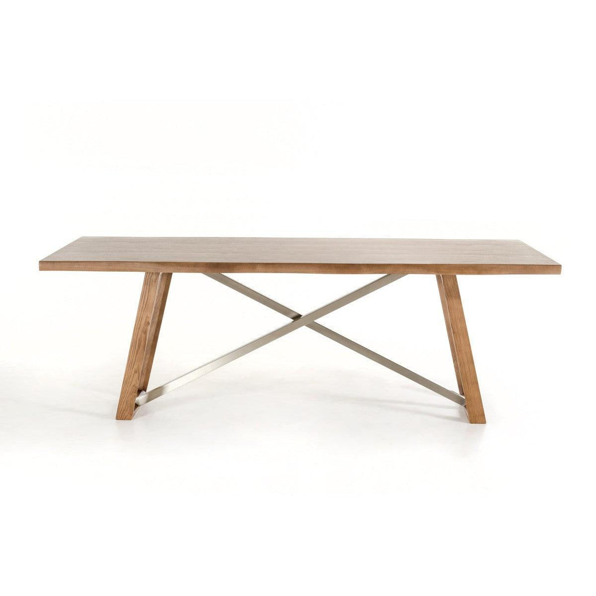 HomeRoots 39" Walnut Veneer And Metal Dining Table