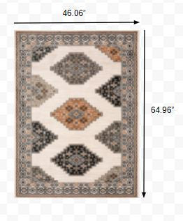 HomeRoots 4' x 6' Abstract Ivory and Gray Geometric Indoor Area Rug