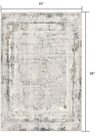 HomeRoots 4' x 6' Gray and Ivory Abstract Distressed Area Rug