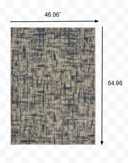 HomeRoots 4' x 6' Gray and Navy Abstract Area Rug