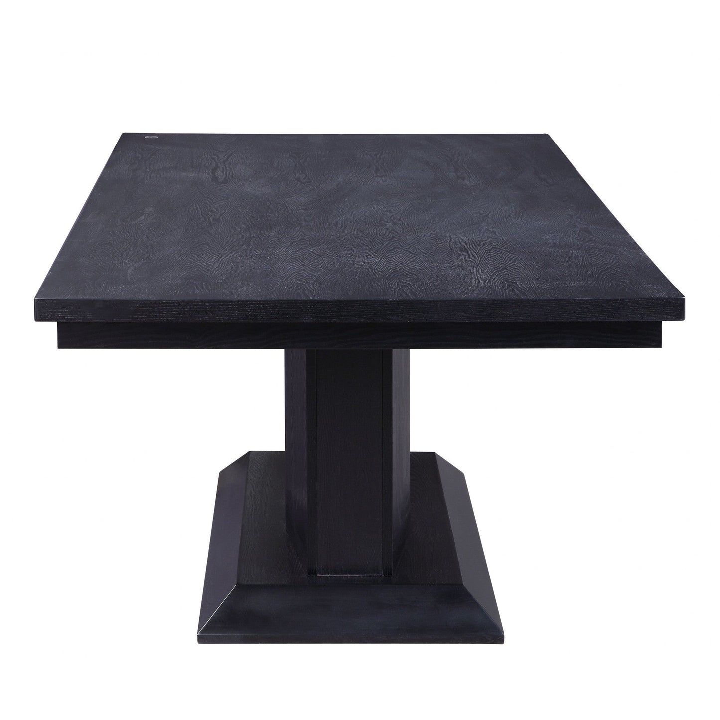 HomeRoots 40" x 76" x 30" Black Wood Dining Table With LED Glass