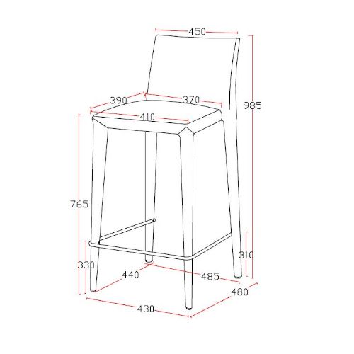 HomeRoots 41" Fabric And Metal Bar Stool In Red