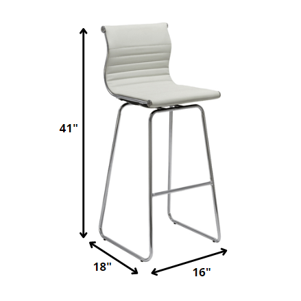 HomeRoots 41" White Leatherette And Steel Bar Stools, Set of 2