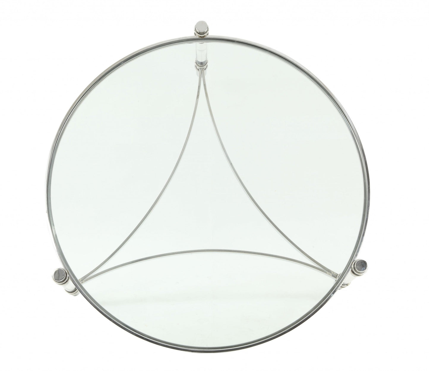 HomeRoots 41" x 41" x 17" Clear Acrylic Stainless Steel And Clear Glass Coffee Table