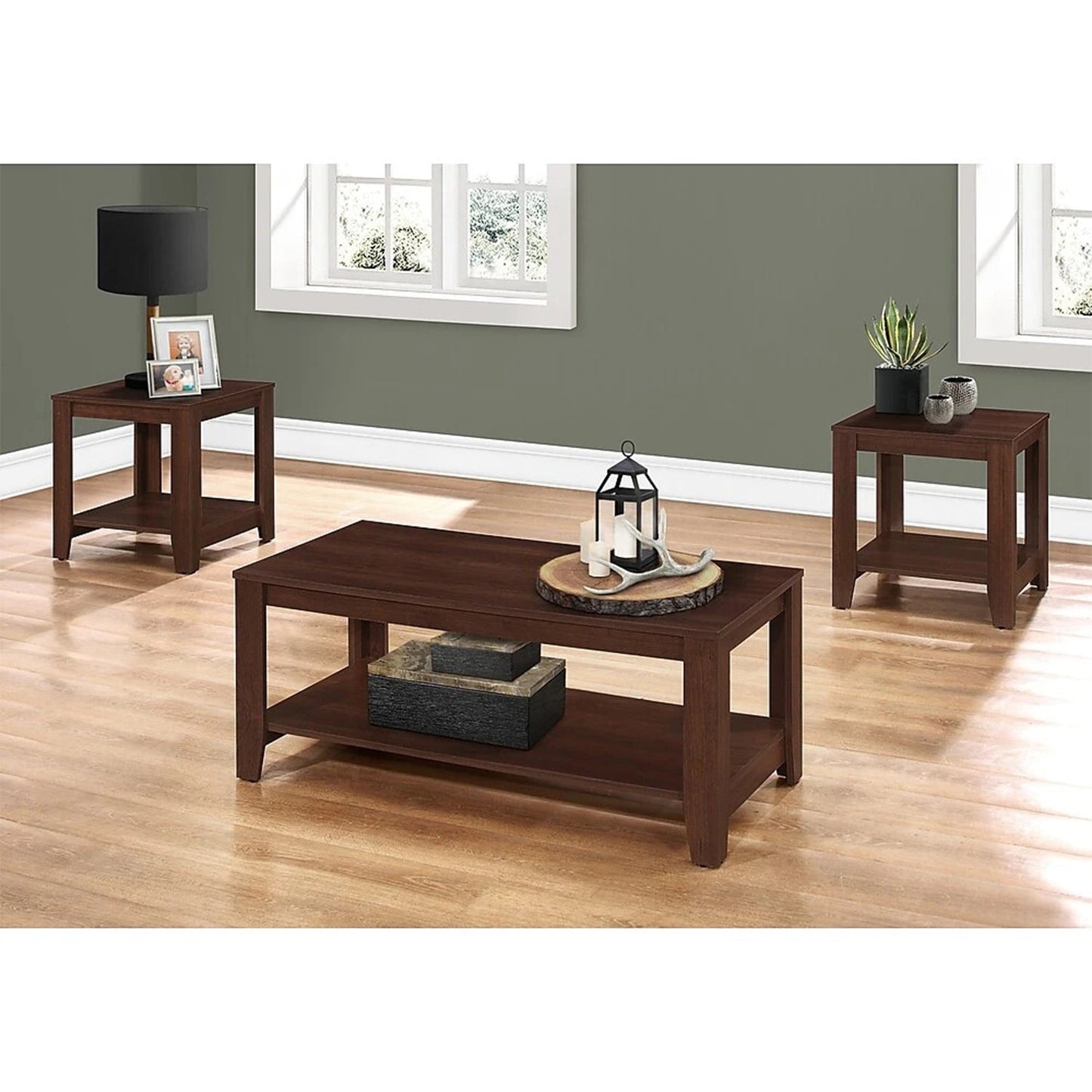 HomeRoots 42" Brown Coffee Table in Set Of 3
