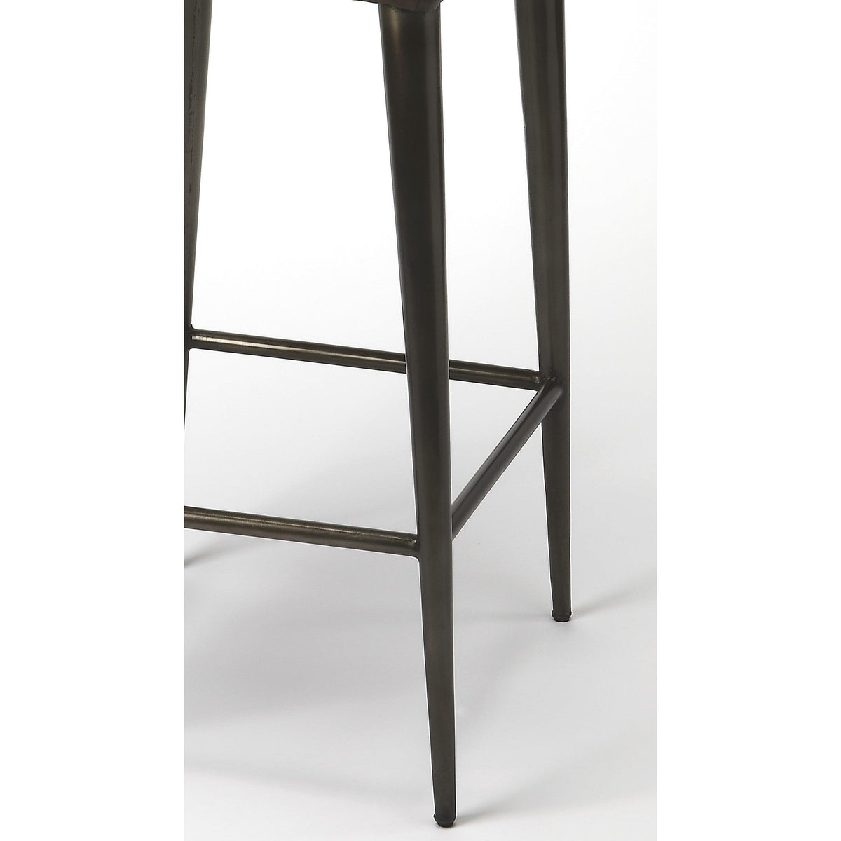 HomeRoots 42" Iron Bar Chair With Footrest in Brown and Black Finish