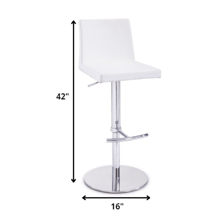 HomeRoots 42" Leatherette And Steel Bar Stool In White