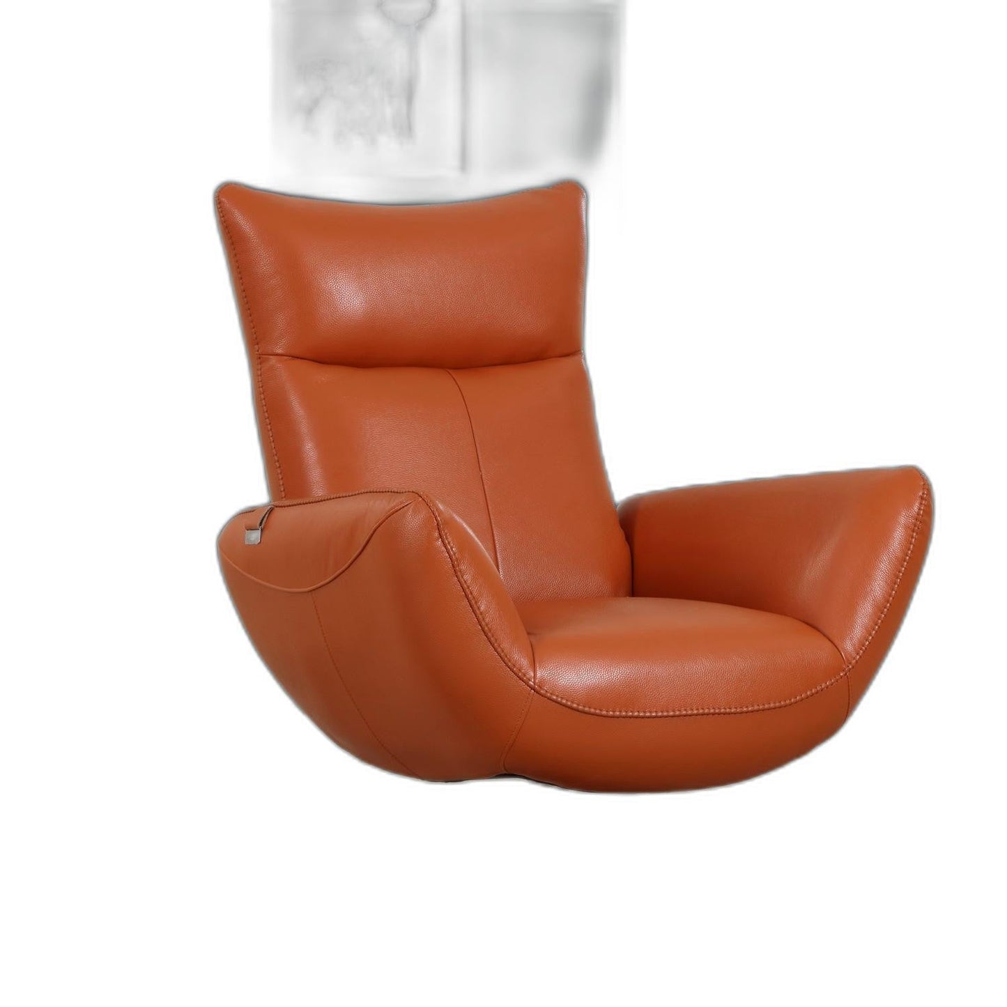 HomeRoots 43" Contemporary Leather Lounge Chair in Orange Finish