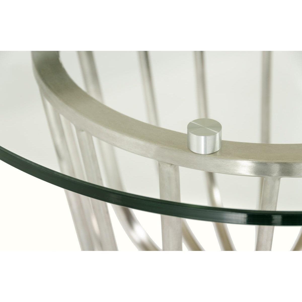 HomeRoots 43" Glass And Steel Round Bar Table
