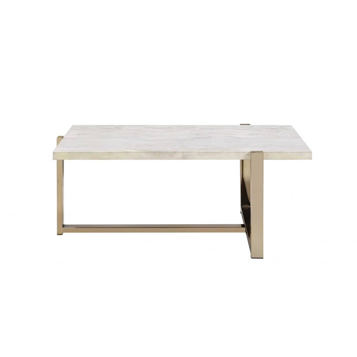 HomeRoots 43' x 26' x 18' Chrome And White Metal Tube Coffee Table