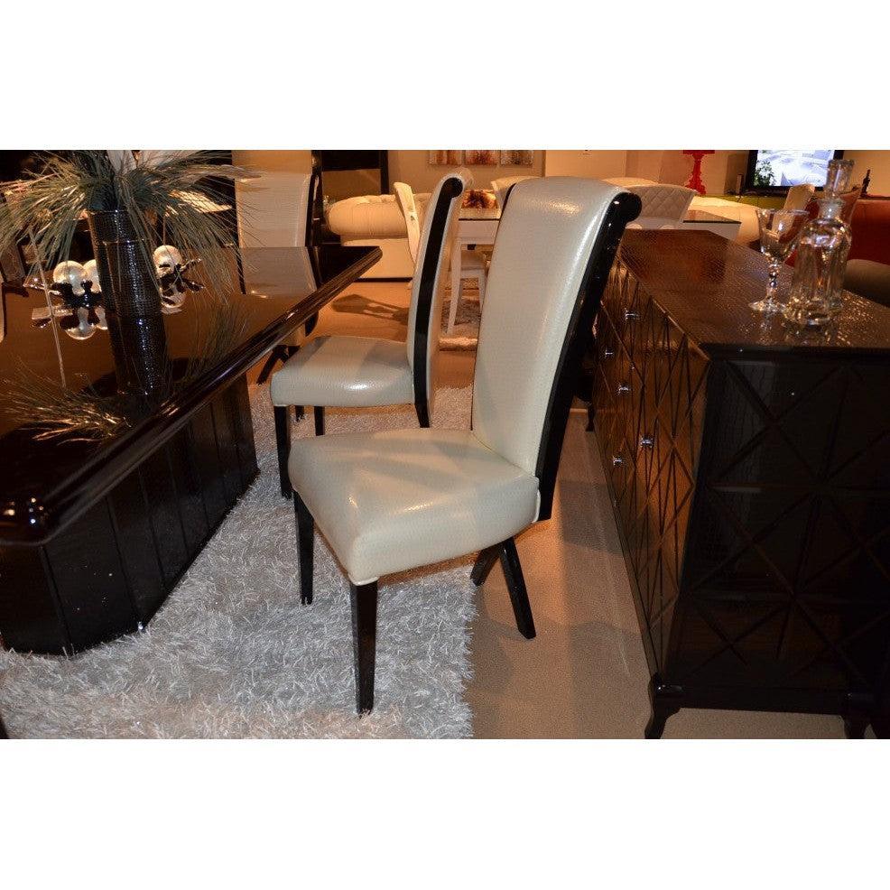 HomeRoots 43.5" White Leatherette And Black Wood Dining Chairs With X Shaped Rear Legs In Set Of Two