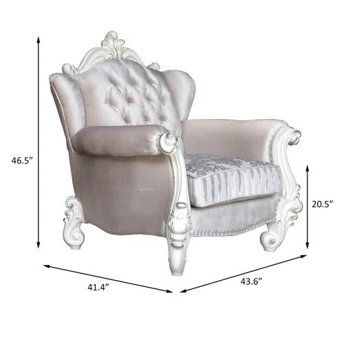 HomeRoots 44" x 41" x 46" Wood Chair 2 Pillows in Ivory Finish